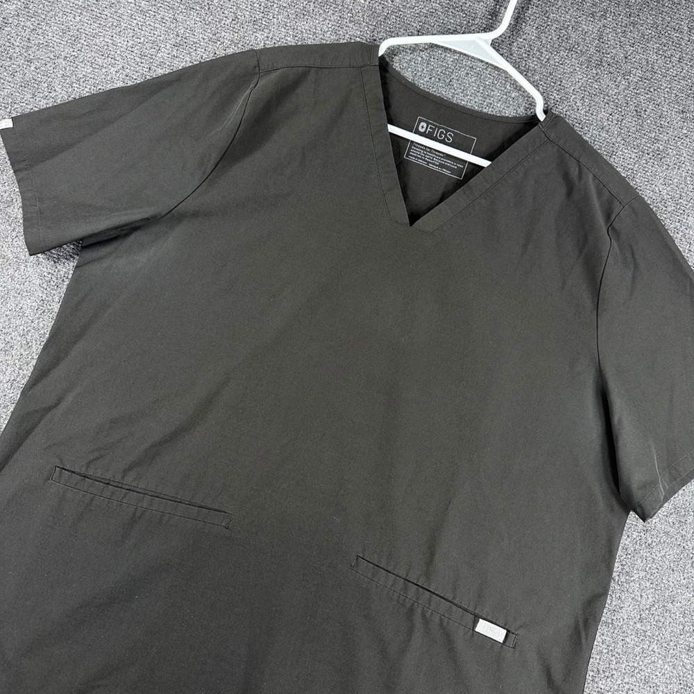 Figs Scrub Top Womens XXL 2XL Black V-Neck Technical Collection 3-Pocket Medical